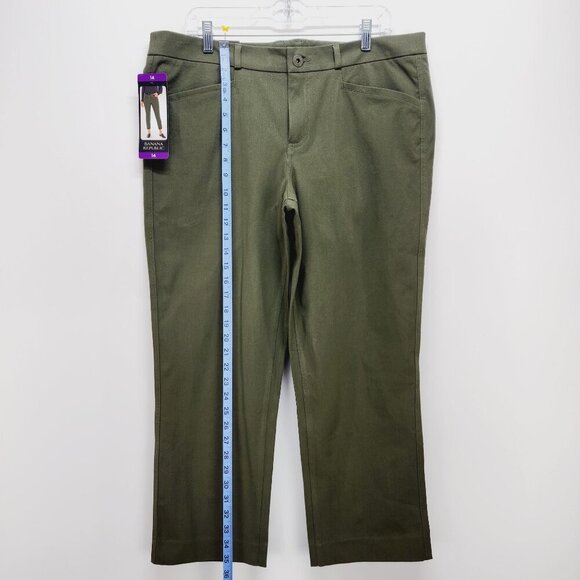 Banana Republic Cropped pants Womens High-Rise Straight-Leg  Olive Green Size 14 - Picture 6 of 13